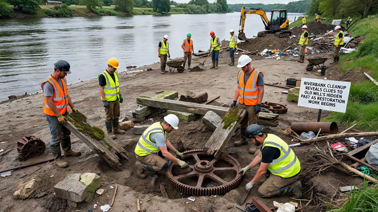 Riverbank Cleanup Reveals Clues to Old Mill's Hidden Past as Restoration Work Begins